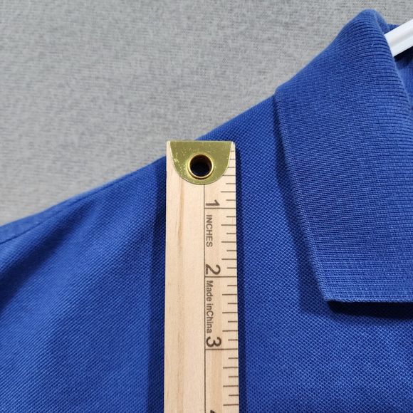 Polo Ralph Lauren Polo Shirt Mens Large Blue Solid 100% Cotton Vintage - Picture 3 of 13
